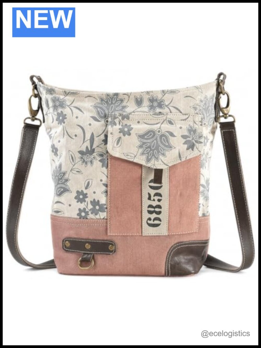 Vintage Canvas & Leather Messenger Crossbody Bag Handcrafted Adjustable Strap